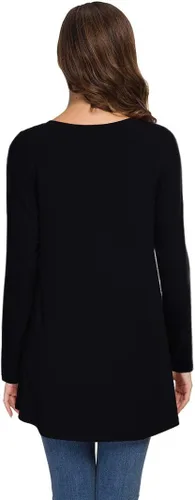 Vista 3 de AWULIFFAN Blusa tipo túnica holgada de manga larga con cuello redondo para mujer