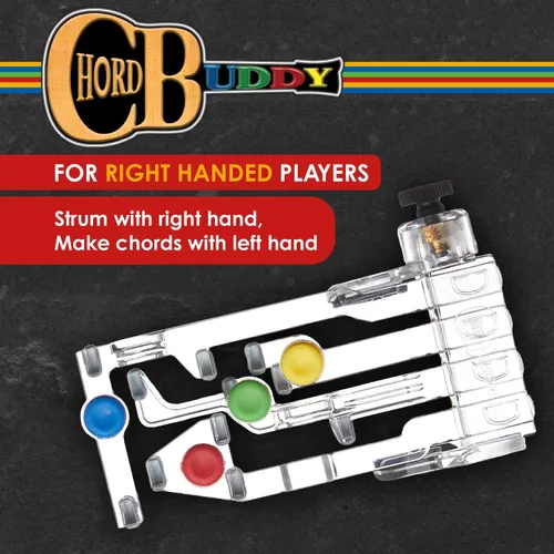 Vista 2 de ChordBuddy “hecho en EE.UU.” - Aprendizaje de guitarra con un ChordBuddy para diestros y un código QR para descargas digitales de libro