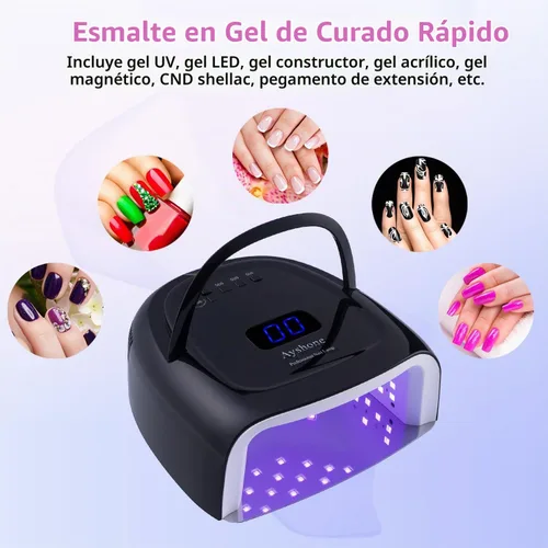 Vista 2 de Lámpara de uñas de gel LED recargable, 60W inalámbrico UV Led luz de uñas con mango de elevación Sensor táctil pantalla LCD (negro)