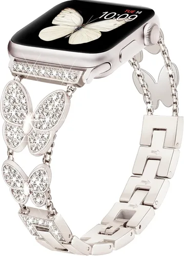 Vista 8 de Banda Mariposa Compatible con Correas de Apple Watch de 40mm 41mm 42mm (S11/10) 38mm iWatch SE Series 11 10 9 8 7 6 5 4 3, Correas delgadas
