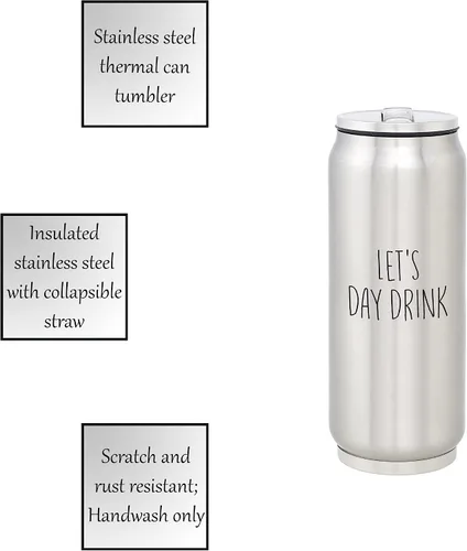 Vista 4 de Santa Barbara Design Studio SIPS Drinkware - Lata aislada de acero inoxidable (Tumbler) con tapa y popote plegable, 12 onzas, bebida de día