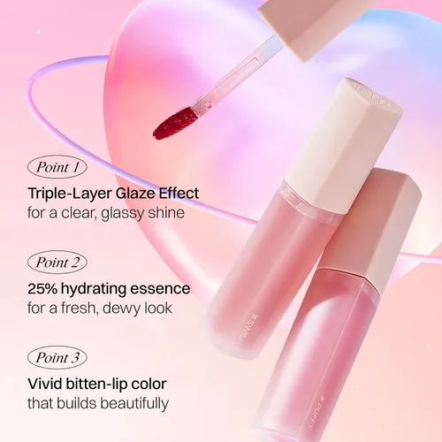 Vista 3 de HOLIKA HOLIKA Heart Crush Bare Glaze Tint - Tinte labial K-Beauty Girlish & Juicy Color con esencia de humedad, humedad de larga duración y alto 04