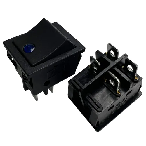 Vista 29 de Interruptor basculante DPST On-Off Unilluminated Negro 4 Pin 1.220x0.984 in Rectangular Snap-in Interruptor de alimentación de palanca