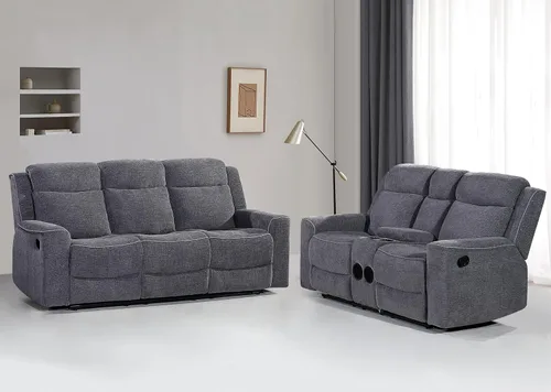 Vista 11 de Betsy Furniture Juego de sofá reclinable manual de microfibra suave, sofá con mesa desplegable, dos sillones reclinables, gris carbón 9111