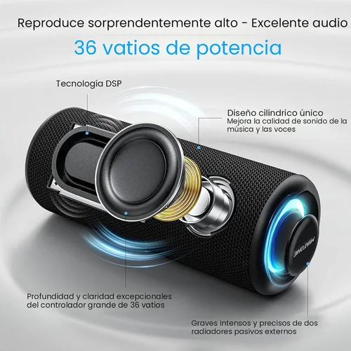 Vista 2 de MIATONE Altavoces Bluetooth 36W TWS Altavoz portátil con sonido estéreo graves, Bluetooth 5.3 inalámbrico USB tipo C al aire libre, 5000mAh 24H