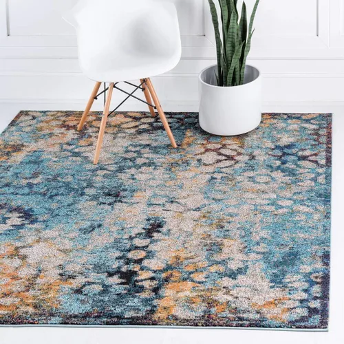 Vista 14 de Unique Loom Vita Collection - Alfombra tradicional saturada de medallones florales saturados sobre teñidos, 2 pies 2 pulgadas x 3 pies, azul Azul