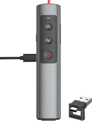 Vista 9 de 2 unidades de clicker inalámbrico para presentaciones de PowerPoint, control remoto de presentador inalámbrico con puntero láser, clickers