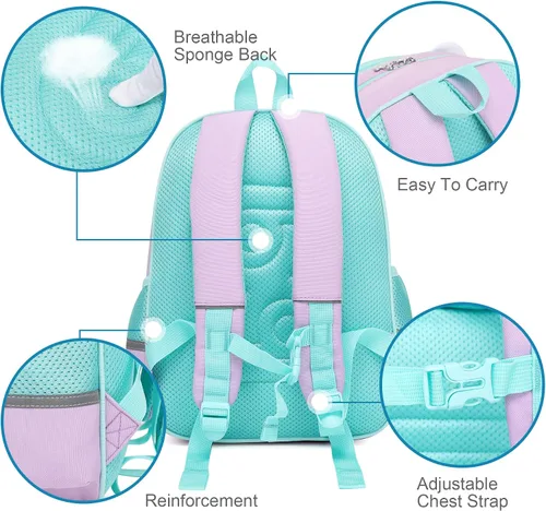 Vista 5 de Reqinqin Mochila para bebé niña y niña, linda mochila de animales 3D con dibujos animados para la escuela de 3 a 9 años para niñas y niños, Little