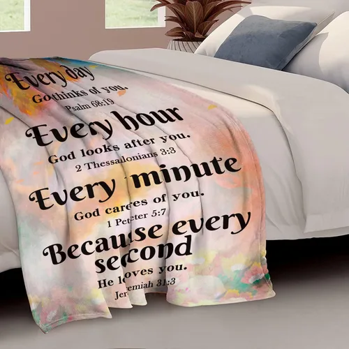 Vista 2 de Regalos cristianos para mujeres, regalos religiosos de 50 x 60 pulgadas, manta con pensamientos inspiradores y oraciones, manta religiosa, regalos