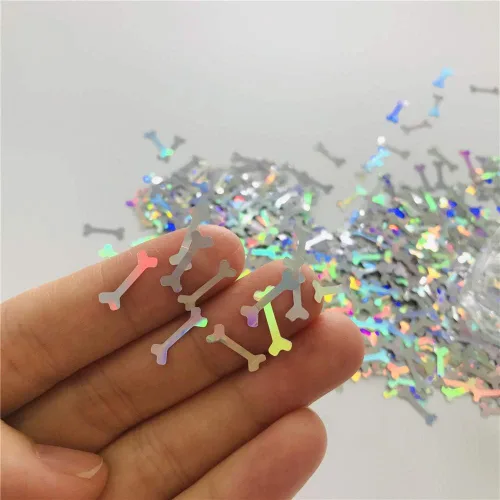 Vista 5 de Paquete de 0.35 onzas por paquete, astilla de 0.47 pulgadas con purpurina de huesos grandes, para festivales, rave, maquillaje, rostro, cuerpo