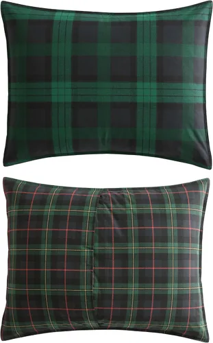 Vista 4 de Eddie Bauer - Juego de funda de edredón tamaño Queen, ropa de cama reversible de algodón con fundas a juego, juego de ropa de cama a cuadros