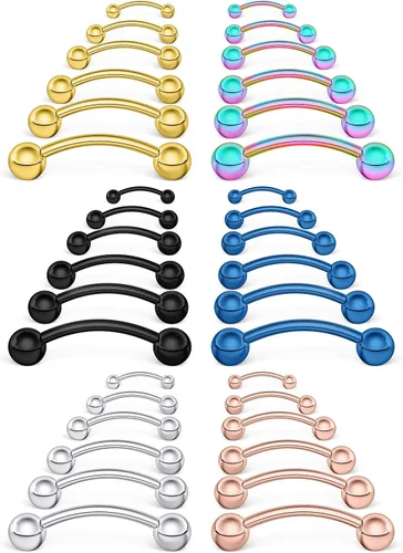 Vista 7 de SCERRING 18 – 36 piezas de 16 g de acero inoxidable para cejas, tragus, hélice, rook, daith, pendientes de lengua, pezón, ombligo, labio, barra