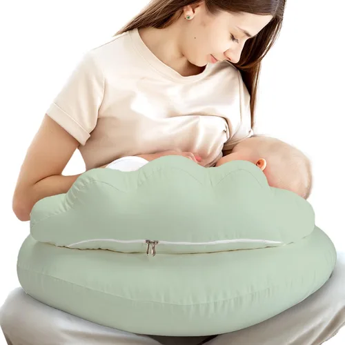 Vista 13 de Almohada de Lactancia PILLANI para Amamantar, Almohada de Pecho con Barrera de Seguridad para Mayor Comodidad, Registro de Bebé, Funda de Algodón