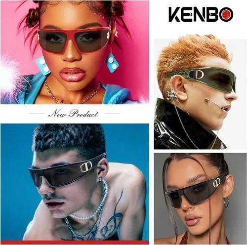 Vista 4 de KENBO Y2K Sunglasses Wrap Around Futuristic Sunglasses for Women Men Fashion Sport Shades Sun Glasses UV400