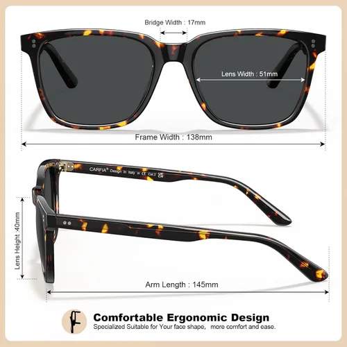 Vista 4 de Carfia Chic - Lentes de sol polarizados para mujer, protección UV400, marco de acetato pulido a mano