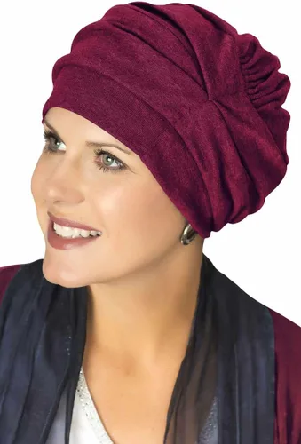 Vista 23 de Trinity Turbante 100% algodón - ¡3 estilos en uno! Sombreros encorvados para quimioterapia, para pacientes con cáncer. Amatista