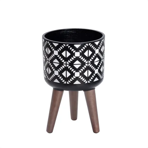 Vista 20 de D'vine Dev Maceta de 12 pulgadas con soporte, maceta alta de mediados de siglo con patas para plantas de interior, bronce/negro, 88-G-C-6