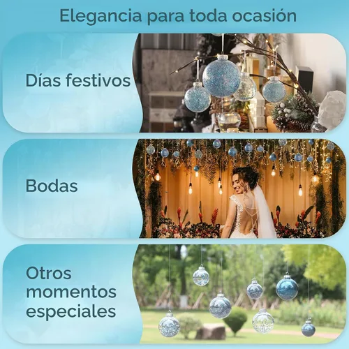 Vista 6 de Sea Team Juego de bolas de Navidad de plástico transparente, inastillables, varios tamaños, bolas decorativas de Navidad con decoraciones delicadas