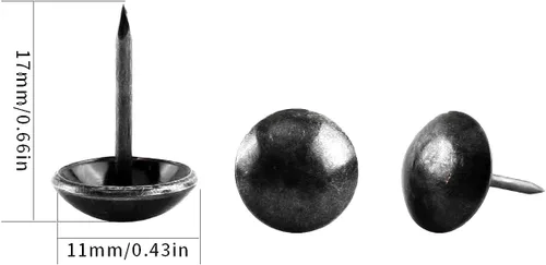 Vista 6 de BetterJonny - 500 tachuelas de tapicería decorativas para muebles, 0.669 x 0.433 in, tachuelas de metal negro para el pulgar para muebles tapizados