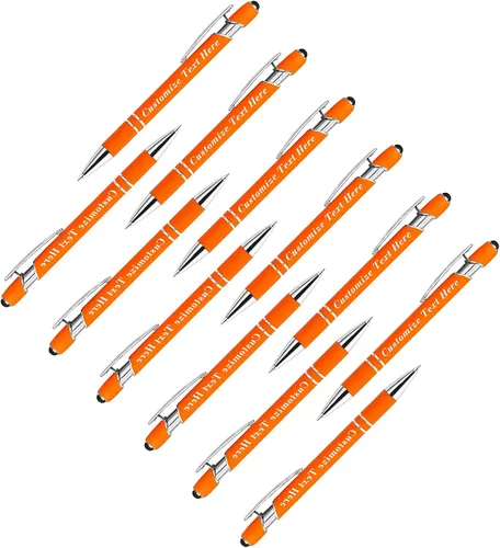 Vista 129 de Bolígrafos personalizados a granel con punta de lápiz capacitivo, 12 bolígrafos personalizados con logotipo de mensaje con nombre, bolígrafos