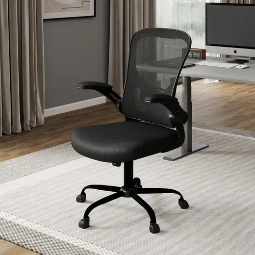 Vista 2 de Flysky Silla de oficina de malla, sillas ergonómicas de escritorio para computadora para oficina en casa, con reposabrazos abatibles