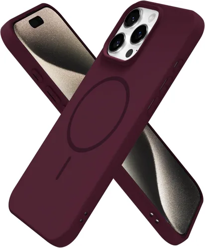 Vista 64 de Oakxco Funda de Silicona Mag Safe para iPhone 12 Pro Max, Funda Magnética Delgada y Fina Compatible con Carga Inalámbrica MagSafe, Bonita Funda