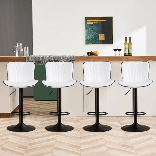 Vista 22 de YOUNIKE Juego de 2 taburetes de bar marrones modernos giratorios de altura de mostrador con respaldo alto ajustable para cocina, taburetes de bar