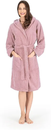 Vista 3 de NINE WEST Bata de baño de lujo con capucha para mujer, 100% algodón turco