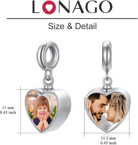 Vista 6 de Abalorio personalizado de urna de cremación con diseño de corazón para cenizas, plata de ley 925, 2 imágenes, cuentas para pulsera de serpiente