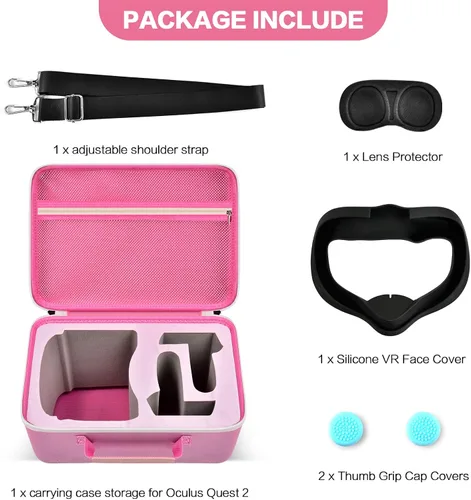 Vista 3 de Hard Carrying Case for Meta for Oculus Quest 2 All-in-One VR Gaming Headset and Touch Controllers Travel Storage Bag with Silicone Face Cover Lens