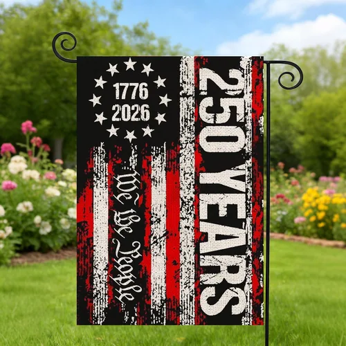 Vista 6 de Banderas de jardín con el 250 aniversario de Estados Unidos para exteriores, bandera de Estados Unidos con el 250 aniversario de We the People