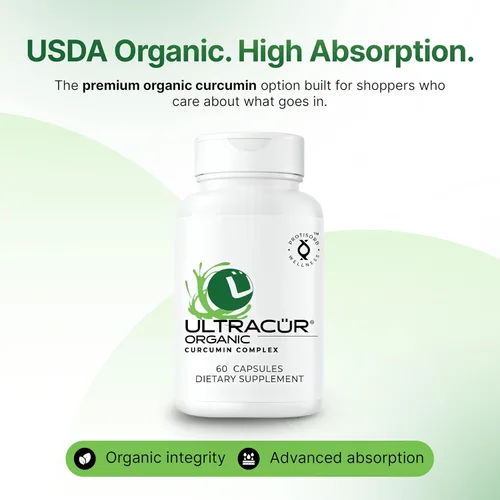Vista 7 de UltraCur Curcumina de cúrcuma orgánica certificada por USDA, la curcumina que puedes sentir!™ Tecnología patentada de EE. UU. - El 70%