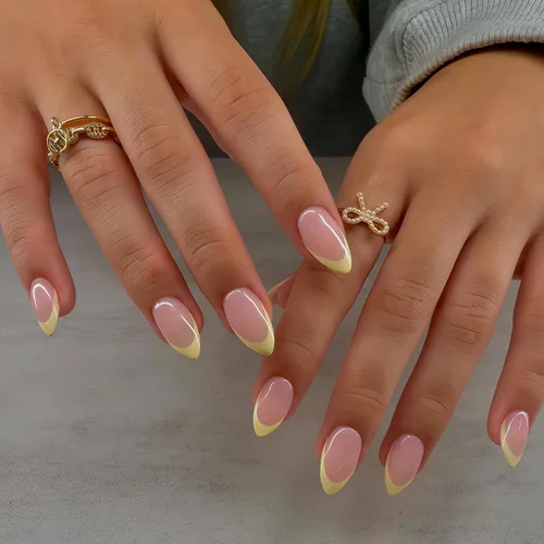 Vista 42 de 30 Uñas Postizas de Punta Francesa Negra a Presión, Uñas de Almendra Cortas para Presionar, Uñas Postizas Cortas en Forma de Almendra, Uñas