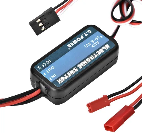 Vista 2 de Dilwe Interruptor eléctrico de coche a control remoto, interruptor receptor de coche de repuesto accesorio de pieza para coche RC 1:10