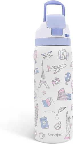 Vista 33 de Botella de agua de acero inoxidable con bandera estadounidense, aislada al vacío, tapa de botón, 32 onzas, regalos para patriota 4 de julio