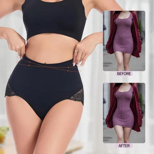 Vista 4 de Dulchany Bragas con levantamiento de glúteos, ropa interior con control de abdomen para mujer, sin costuras, con control de abdomen, calzones