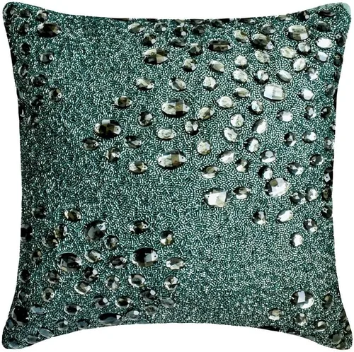 Vista 40 de The HomeCentric Fundas de almohada decorativas con bordes de 12 x 12 pulgadas Funda de cojín de seda de arte moderno Fundas de almohada verdes