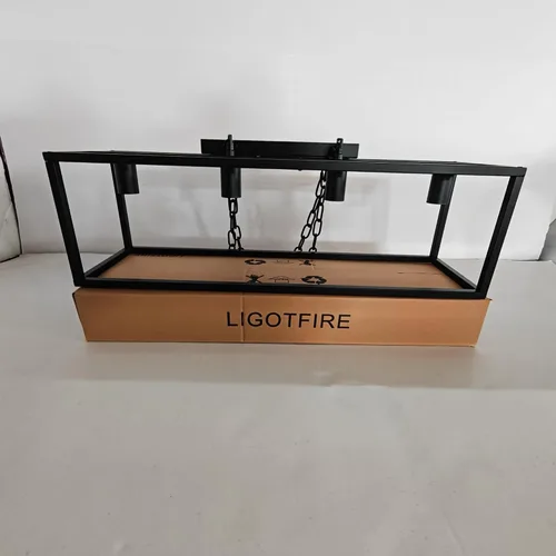 Vista 9 de Candelabros modernos, rectangular, color negro, 4 luces, accesorios de iluminación colgantes, jaula de isla de cocina, colgante lineal, lámpara