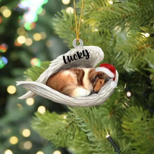 Vista 13 de America Bulldog Sleeping Angel Christmas - Adorno acrílico plano para perro, regalo conmemorativo para perro, adorno personalizado con nombre