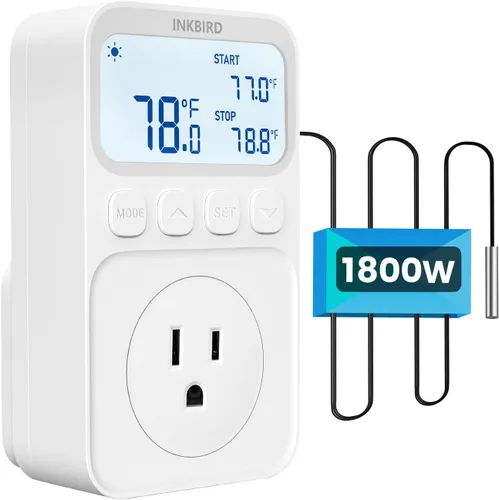 Vista 11 de INKBIRD Termostato digital Salida Controlador de temperatura Toma de corriente Control de calefacción/enfriamiento 1200W 10A Pantalla retroiluminada