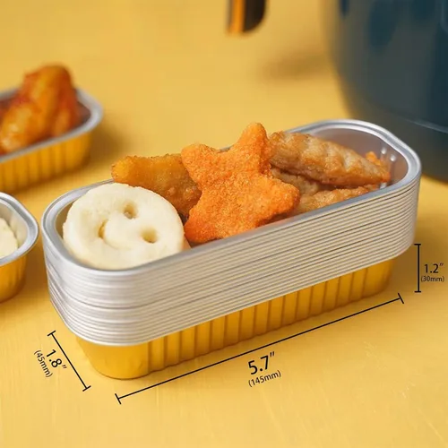 Vista 2 de 20 piezas moldes rectangulares mini para pan con tapas, mini moldes para pasteles con tapas, moldes desechables ramekins tazas para hornear moldes