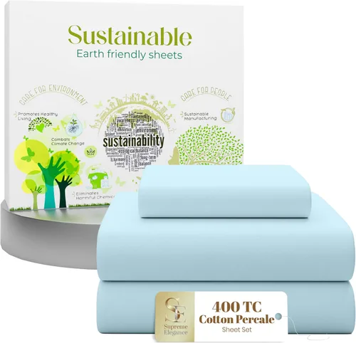 Vista 20 de Purity Home - Juego de sábanas 100% algodón de 400 hilos, percal refrescante, con bolsillo profundo elástico, ropa de cama de 3 piezas, lujo