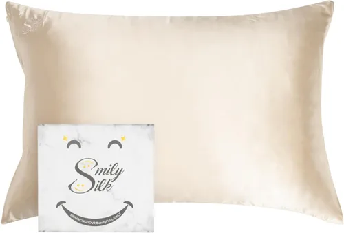 Vista 9 de Smily - Funda de almohada de seda 100% pura de morera 22Momme de grado 6A, refrescante y transpirable, juego de funda de almohada de seda