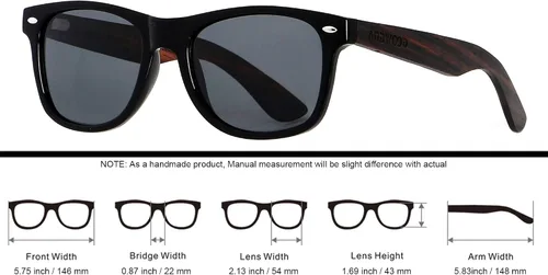 Vista 5 de ANDWOOD Gafas de sol de madera polarizadas para hombres y mujeres, protección UV, marco de bambú de madera, gafas de sol espejadas
