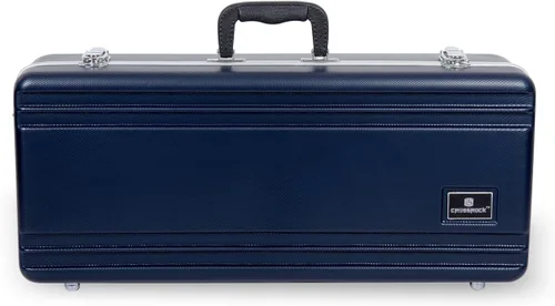 Vista 2 de Crossrock Funda para saxofón alto de ABS – Textura de diamante azul rectangular, interior de terciopelo azul profundo, cerradura de seguridad