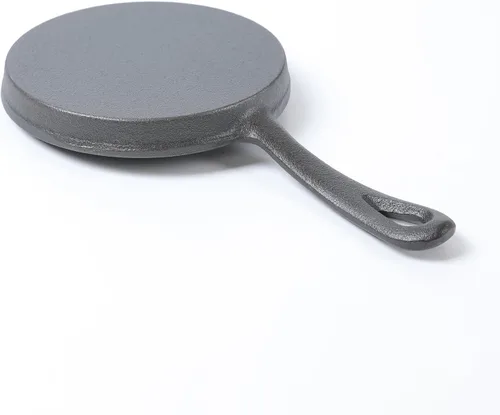 Vista 6 de HAWOK Plancha redonda de hierro fundido de 5 pulgadas, sartén pre-sazonada para crepé, juego de 6..
