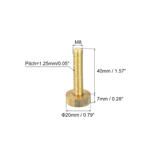 Vista 2 de uxcell Tornillos moleteados para pulgar, pernos planos de latón M8x40mm, sujetadores para PC, electrónico, mecánico