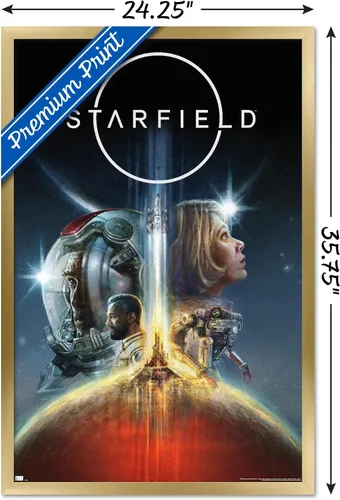 Vista 3 de Trends International Starfield - Póster de pared de arte clave, 34 pulgadas de largo x 22.4 pulgadas, versión enmarcada en oro Versión con marco