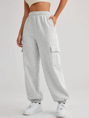 Vista 2 de AUTOMET Pantalones deportivos tipo cargo para mujer, de gran tamaño, de forro polar, trajes de moda de otoño, ropa Y2K 2023 con bolsillos