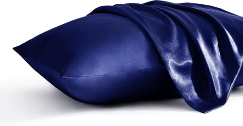 Vista 33 de BEDSUM Paquete de 2 fundas de almohada de satén de seda King para cabello y piel, suaves y lujosas, fundas de almohada con cierre de sobre, 20 x 36